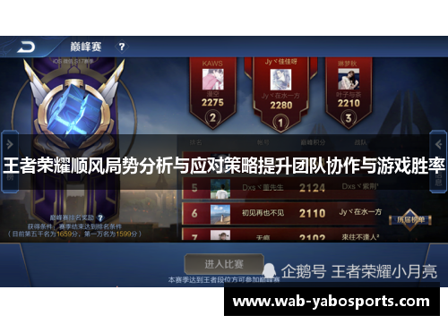 王者荣耀顺风局势分析与应对策略提升团队协作与游戏胜率